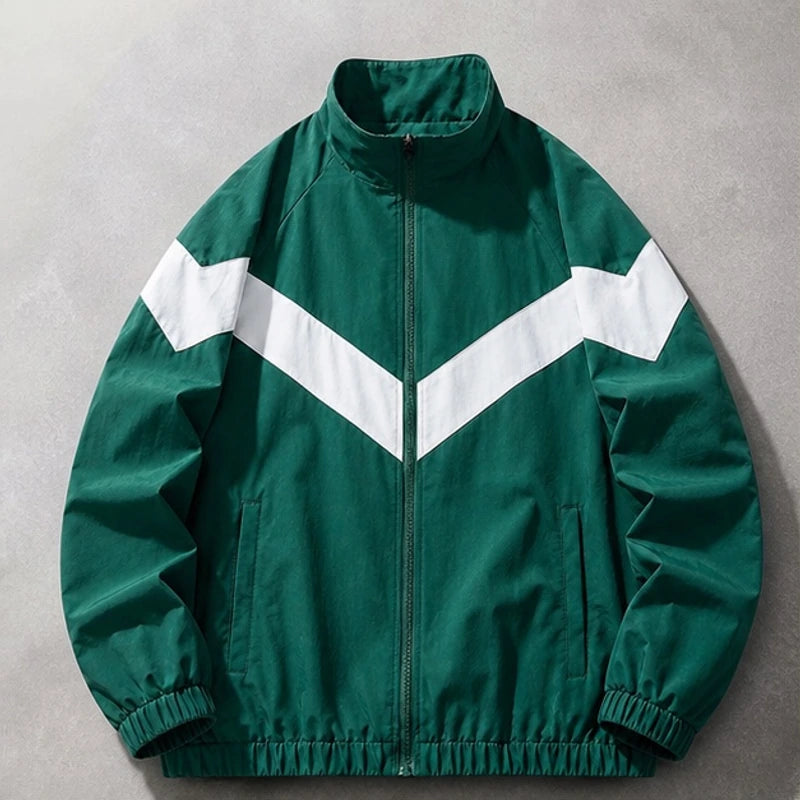 Spencer Retro Chevron Windbreaker Jacket - Green - Clothing > Outerwear > Windbreaker Jackets - Brondals - Image 1