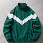 Spencer Retro Chevron Windbreaker Jacket - Green - Clothing > Outerwear > Windbreaker Jackets - Brondals - Image 1