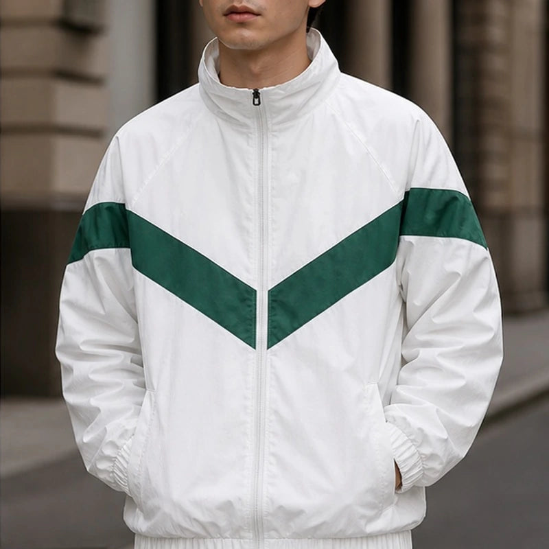 Spencer Retro Chevron Windbreaker Jacket - White - Clothing > Outerwear > Windbreaker Jackets - Brondals - Image 2