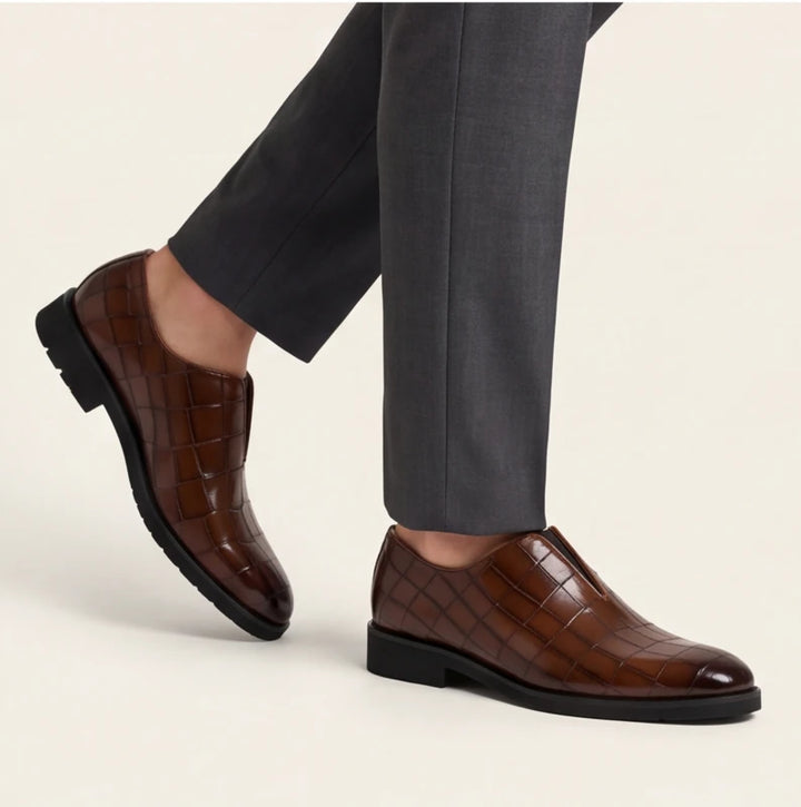Torino Genuine Leather Loafers - Brown - croce embossed - Brondals - Image 6