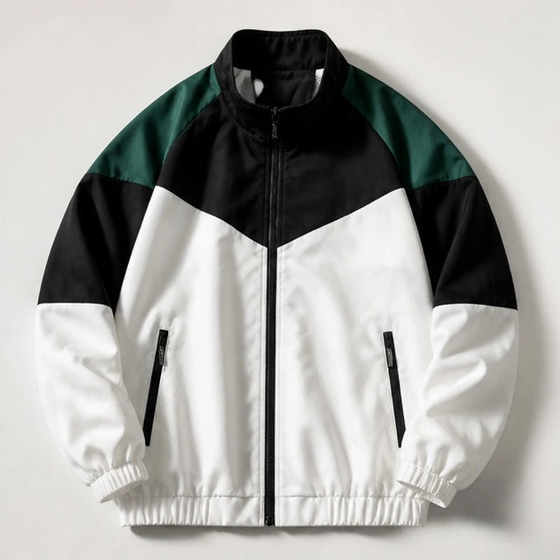Stanton Colorblock Windbreaker Jacket - White & Black Collar - Clothing > Outerwear > Windbreaker Jackets - Brondals - Image 1
