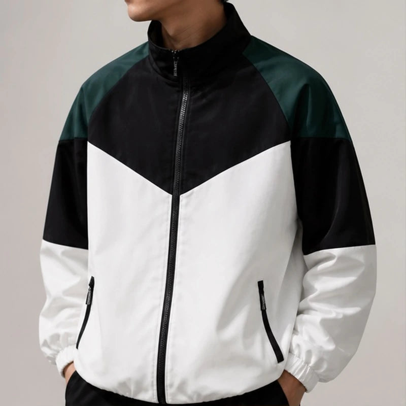 Stanton Colorblock Windbreaker Jacket - White & Black Collar - windbreaker jacket - Brondals - Image 3