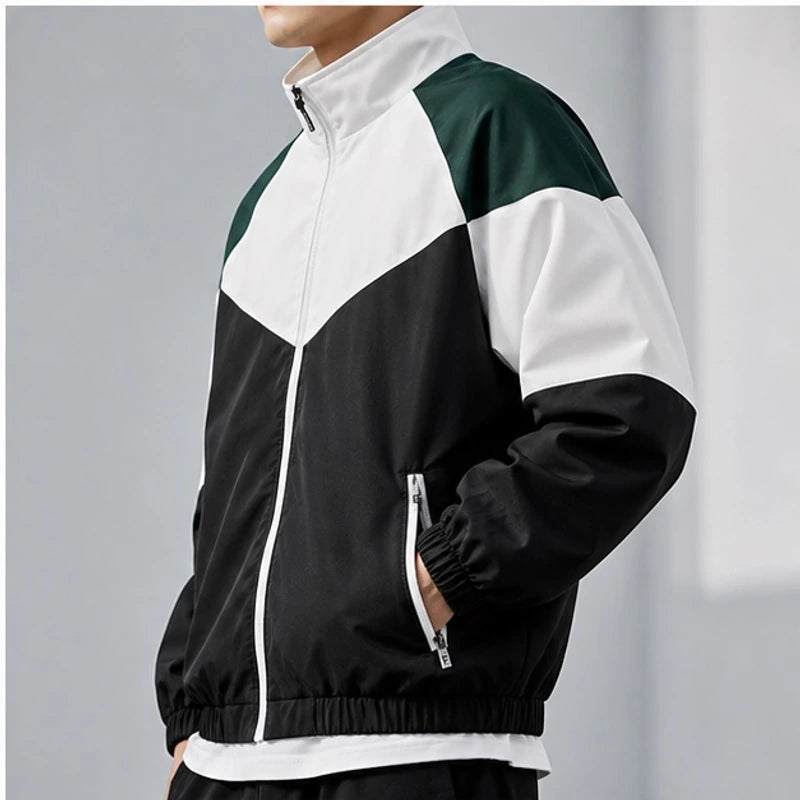 Stanton Colorblock Windbreaker Jacket - Black & White Collar - outerwear - Brondals - Image 4