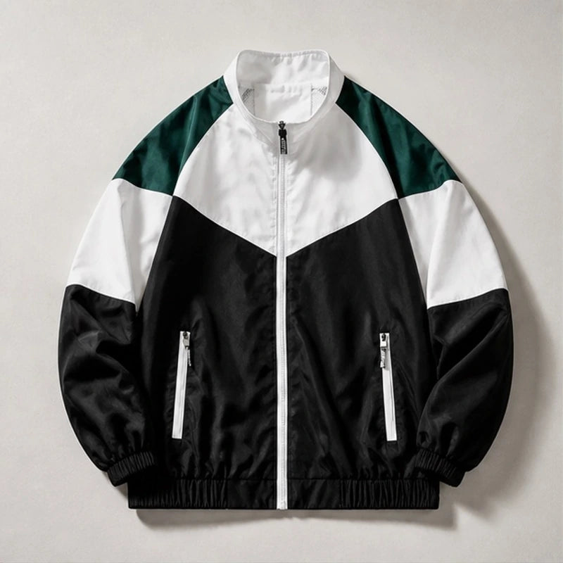Stanton Colorblock Windbreaker Jacket - Black & White Collar - Clothing > Outerwear > Windbreaker Jackets - Brondals - Image 1