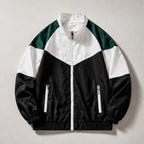 Stanton Colorblock Windbreaker Jacket - Black & White Collar - Clothing > Outerwear > Windbreaker Jackets - Brondals - Image 1
