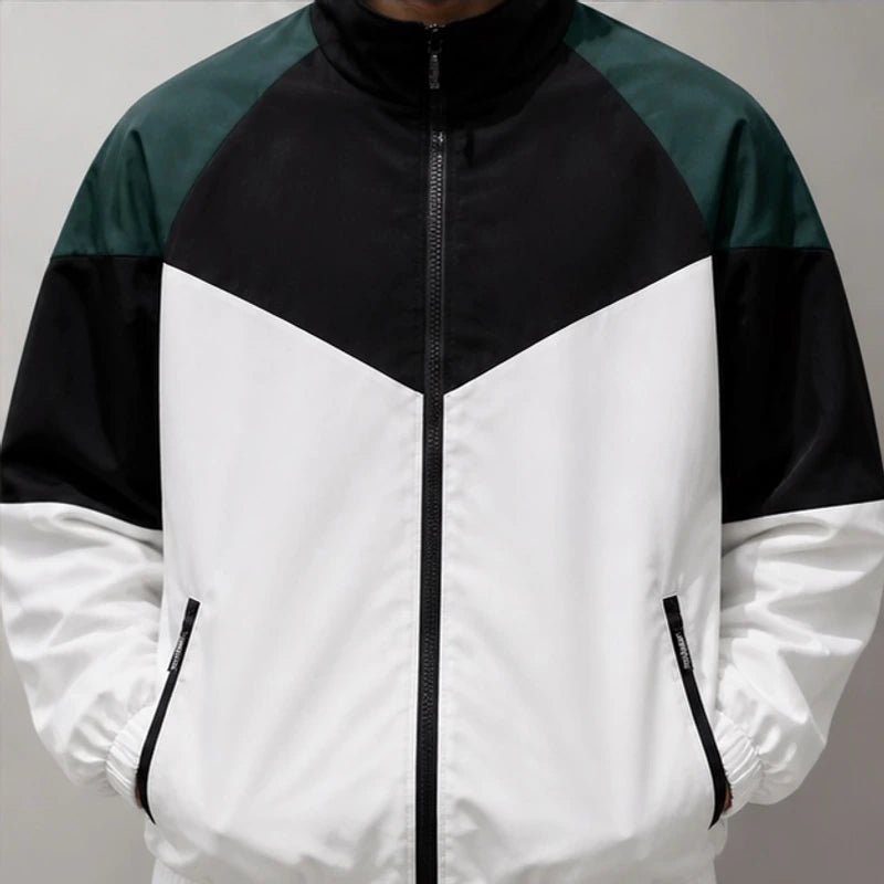 Stanton Colorblock Windbreaker Jacket - White & Black Collar - outerwear - Brondals - Image 4