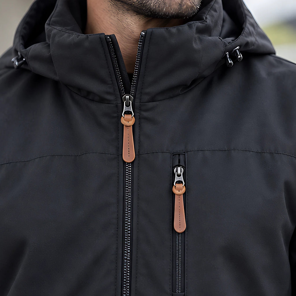 Stellan Men's Hooded Shell Jacket - Water-Resistant & Windproof - Black - Men's Clothing > Outerwear > Shell Jackets - Brondals - Image 3