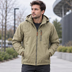 Stellan Men's Hooded Shell Jacket - Water-Resistant & Windproof - Khaki - Men's Clothing > Outerwear > Shell Jackets - Brondals - Image 1
