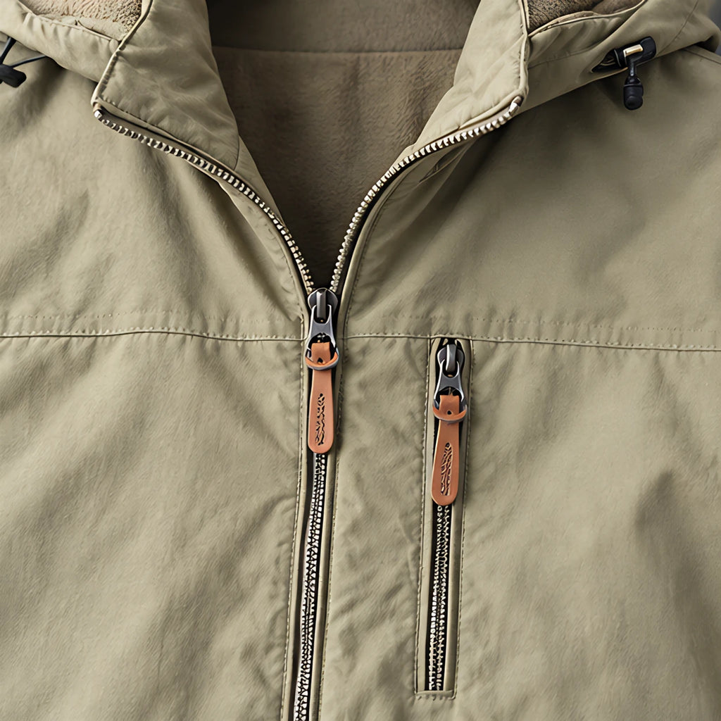 Stellan Men's Hooded Shell Jacket - Water-Resistant & Windproof - Khaki - Men's Clothing > Outerwear > Shell Jackets - Brondals - Image 3
