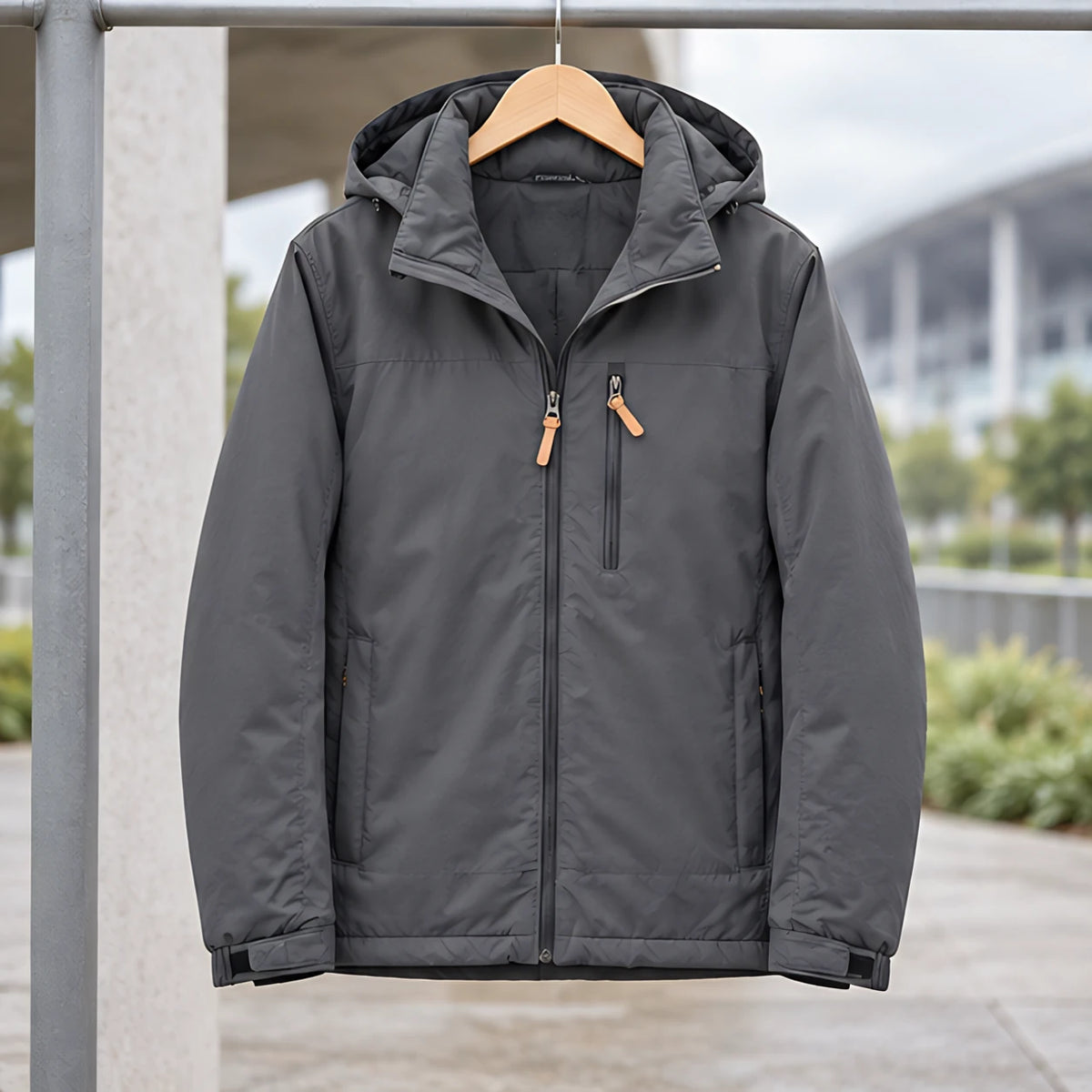 Stellan Men's Hooded Shell Jacket - Water-Resistant & Windproof - Grey - Sports & Outdoors - Brondals - Image 2