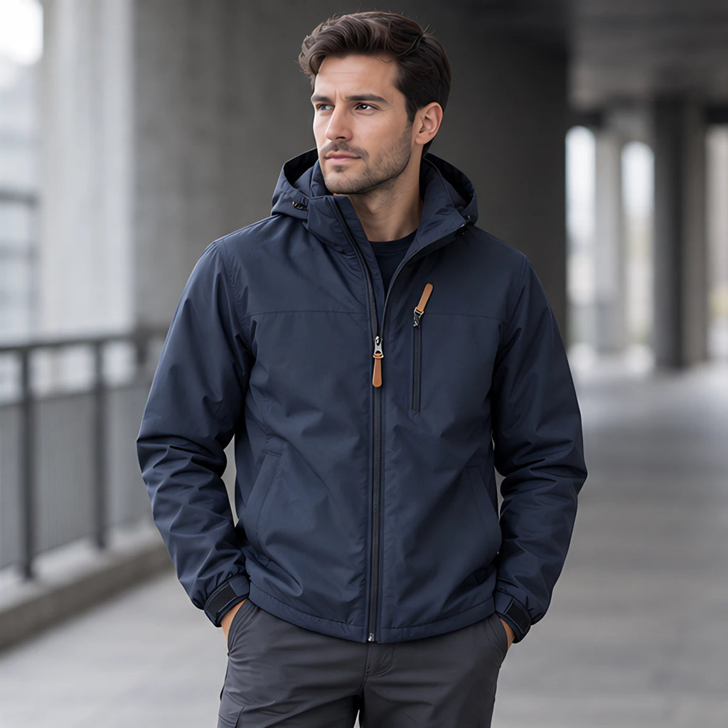 Stellan Men's Hooded Shell Jacket - Water-Resistant & Windproof - Navy - Men's Clothing > Outerwear > Shell Jackets - Brondals - Image 1