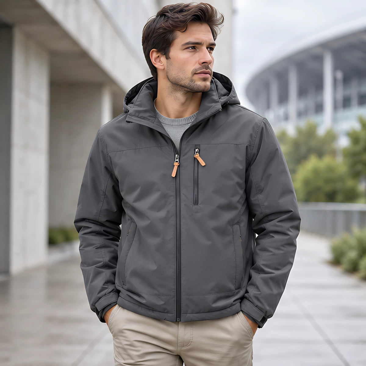 Stellan Men's Hooded Shell Jacket - Water-Resistant & Windproof - Grey - Men's Clothing > Outerwear > Shell Jackets - Brondals - Image 1