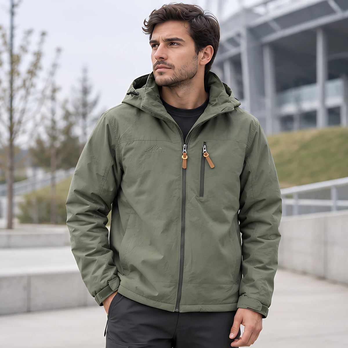 Stellan Men's Hooded Shell Jacket - Water-Resistant & Windproof - Green - Men's Clothing > Outerwear > Shell Jackets - Brondals - Image 1