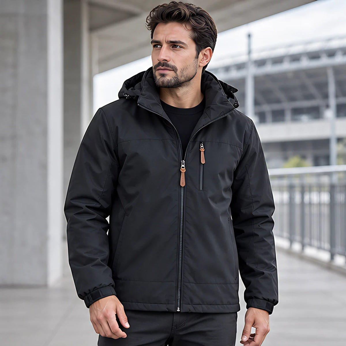 Stellan Men's Hooded Shell Jacket - Water-Resistant & Windproof - Black - Men's Clothing > Outerwear > Shell Jackets - Brondals - Image 1