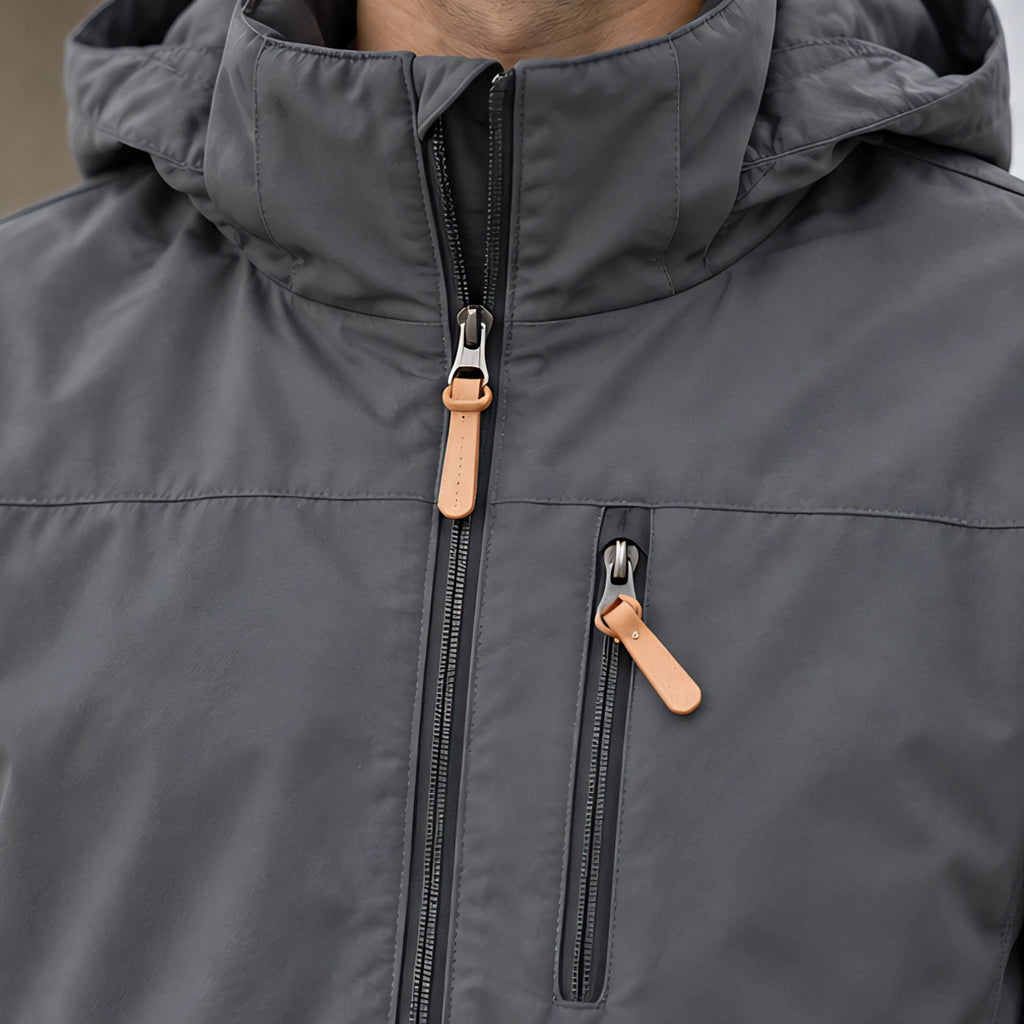 Stellan Men's Hooded Shell Jacket - Water-Resistant & Windproof - Grey - Men's Clothing > Outerwear > Shell Jackets - Brondals - Image 3