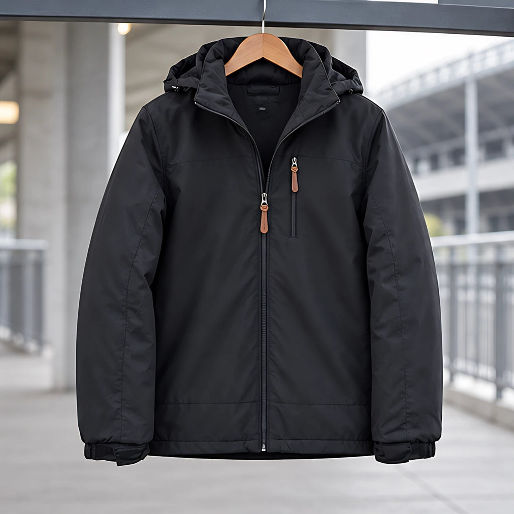 Stellan Men's Hooded Shell Jacket - Water-Resistant & Windproof - Black - Sports & Outdoors - Brondals - Image 2