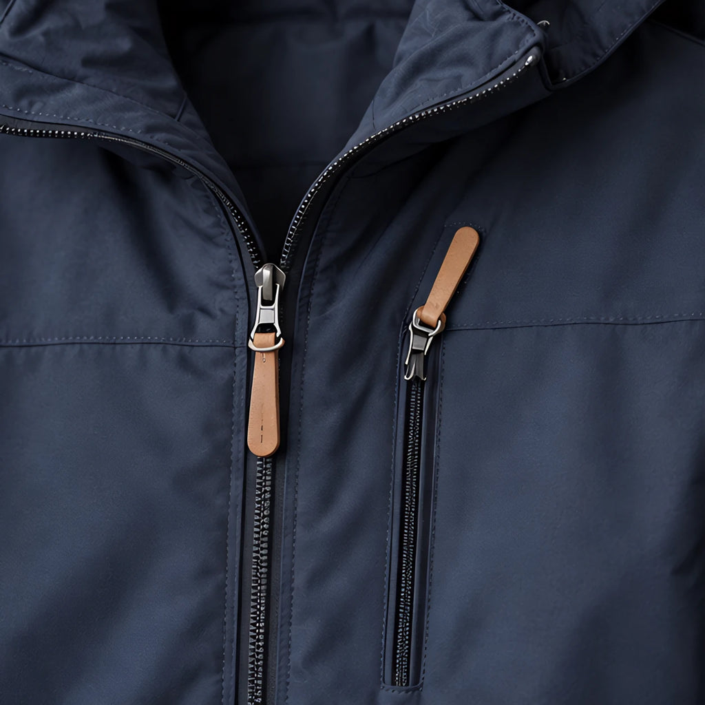 Stellan Men's Hooded Shell Jacket - Water-Resistant & Windproof - Navy - Men's Clothing > Outerwear > Shell Jackets - Brondals - Image 3