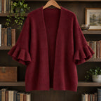 Susanna Women's Ruffle-Cuff Three-Quarter Sleeve Cardigan - Red - ai-processed - Brondals - Image 3