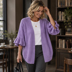 Susanna Women's Ruffle-Cuff Three-Quarter Sleeve Cardigan - Purple - 23 sept - Brondals - Image 2