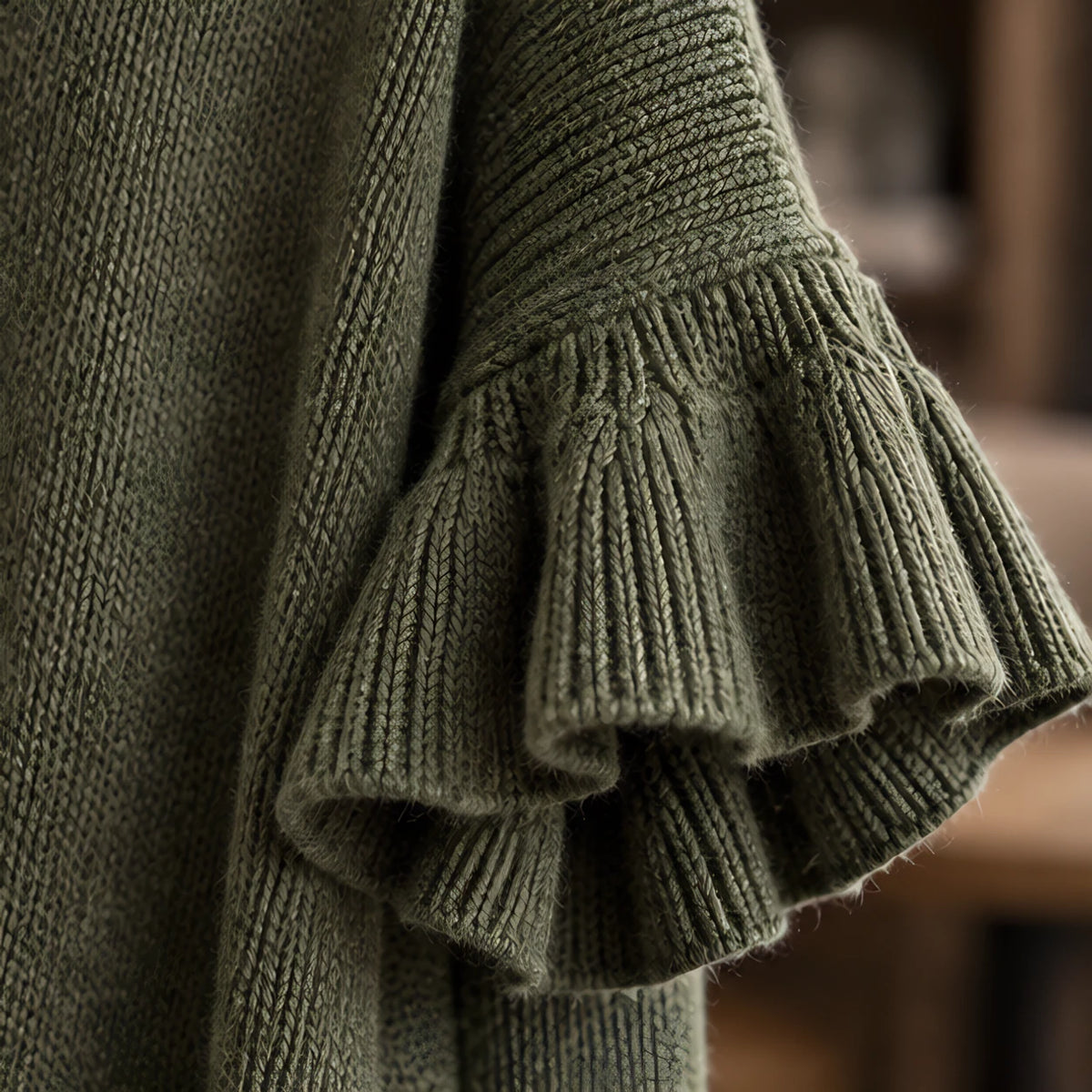 Susanna Women's Ruffle-Cuff Three-Quarter Sleeve Cardigan - Green - relisted - Brondals - Image 4