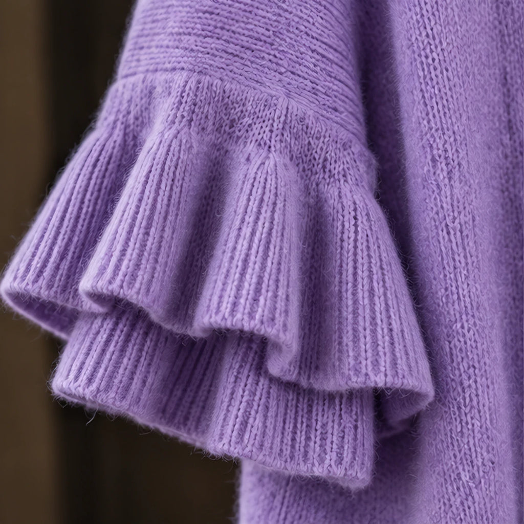 Susanna Women's Ruffle-Cuff Three-Quarter Sleeve Cardigan - Purple - relisted - Brondals - Image 4