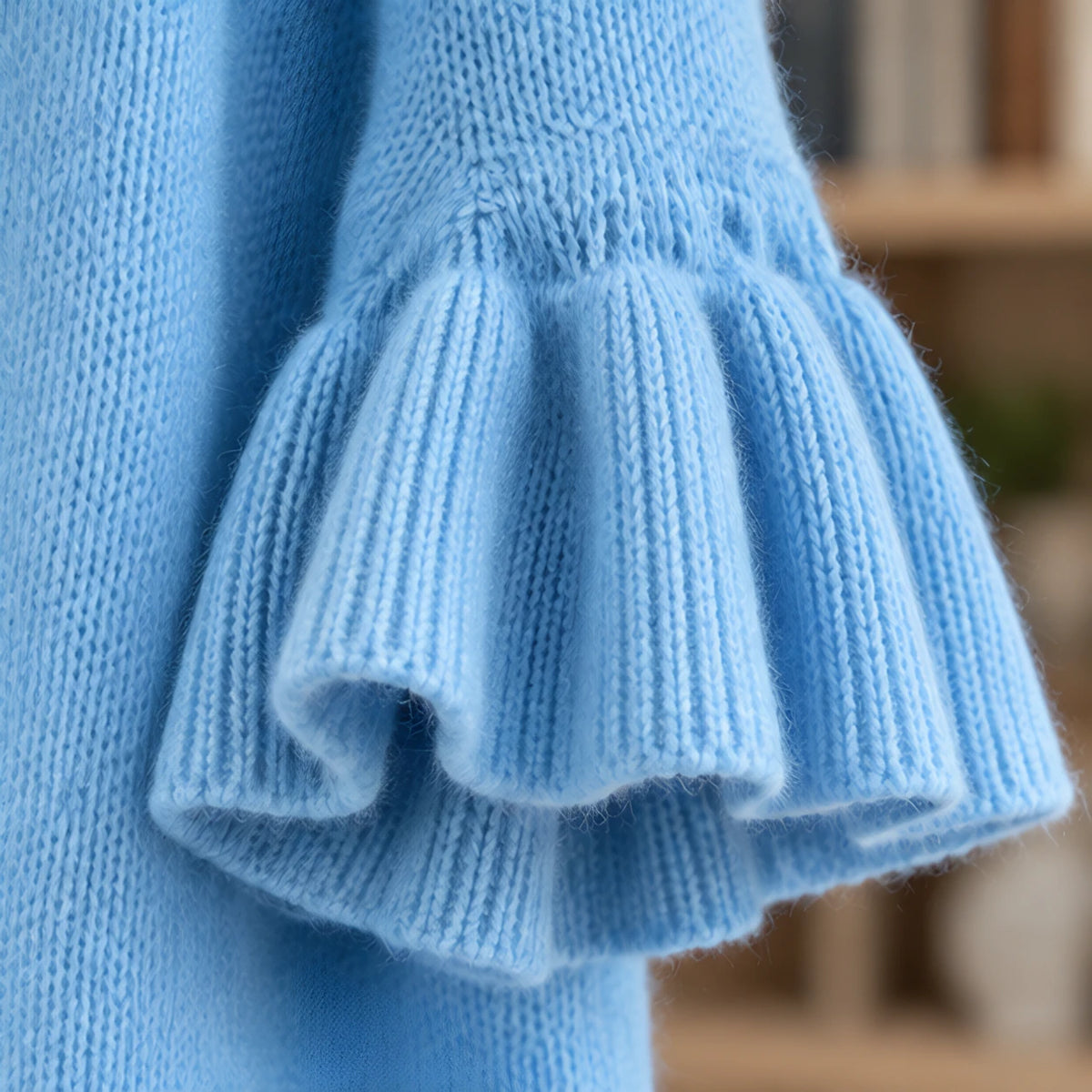 Susanna Women's Ruffle-Cuff Three-Quarter Sleeve Cardigan - Blue - relisted - Brondals - Image 4