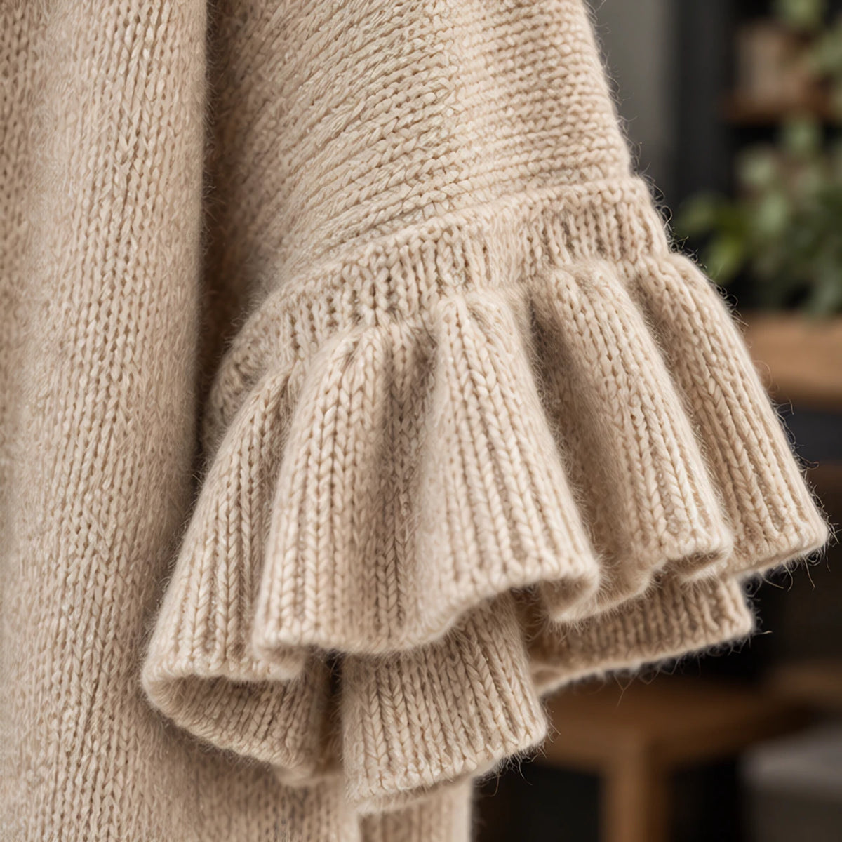 Susanna Women's Ruffle-Cuff Three-Quarter Sleeve Cardigan - Khaki - relisted - Brondals - Image 4