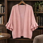 Susanna Women's Ruffle-Cuff Three-Quarter Sleeve Cardigan - Pink - ai-processed - Brondals - Image 3