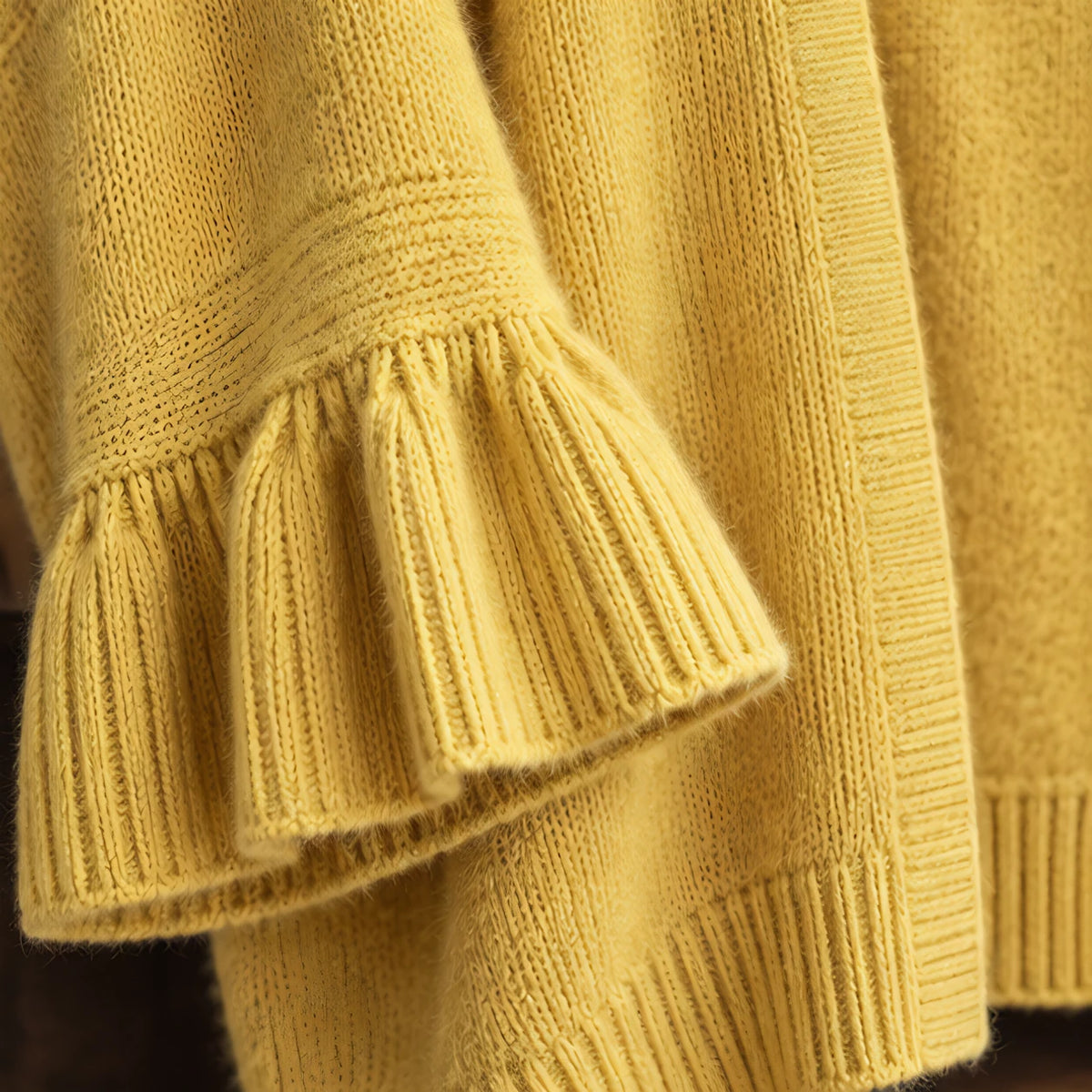 Susanna Women's Ruffle-Cuff Three-Quarter Sleeve Cardigan - Yellow - relisted - Brondals - Image 4