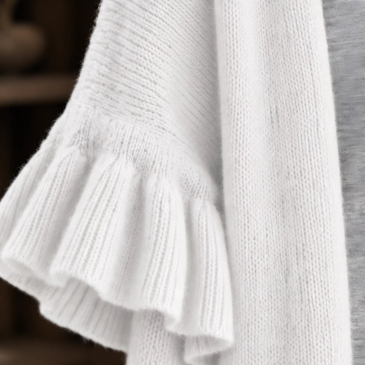 Susanna Women's Ruffle-Cuff Three-Quarter Sleeve Cardigan - White - relisted - Brondals - Image 4