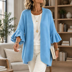 Susanna Women's Ruffle-Cuff Three-Quarter Sleeve Cardigan - Blue - 23 sept - Brondals - Image 2