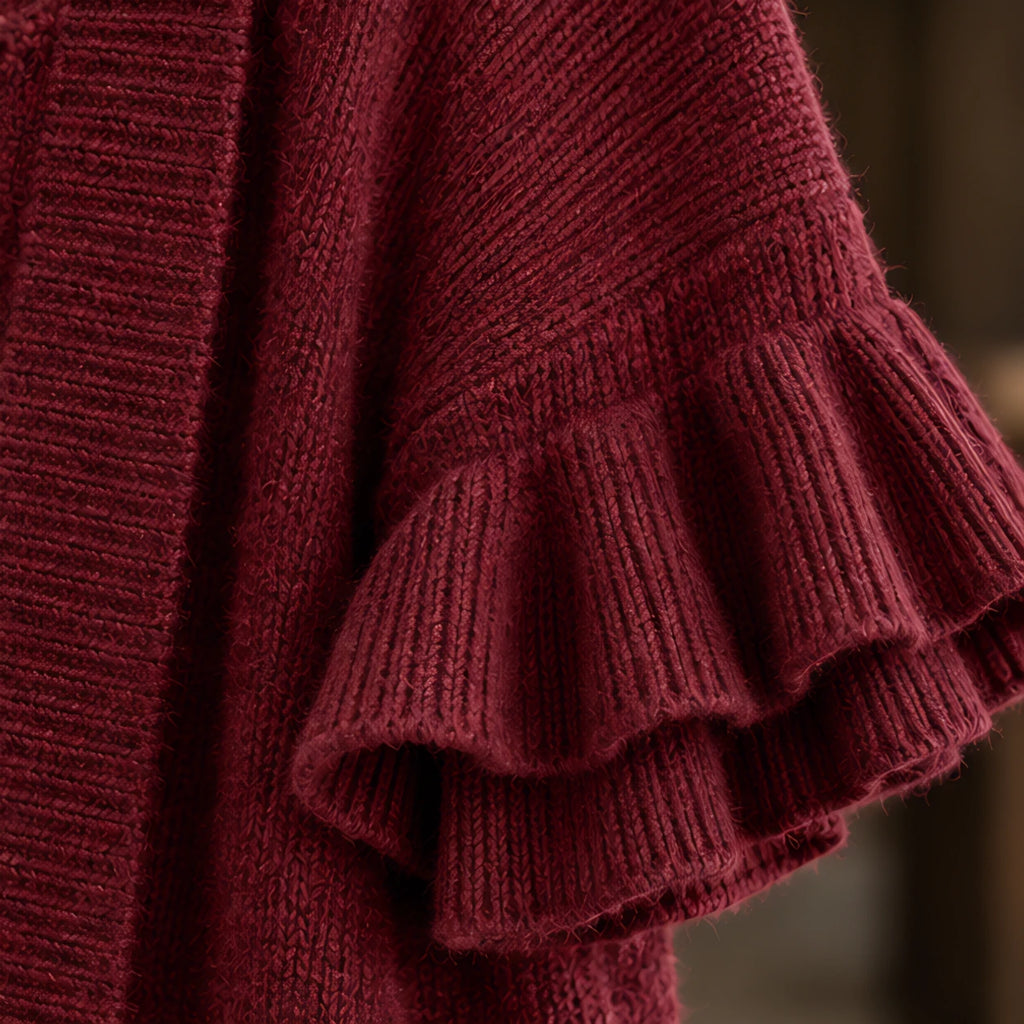 Susanna Women's Ruffle-Cuff Three-Quarter Sleeve Cardigan - Red - relisted - Brondals - Image 4