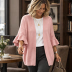 Susanna Women's Ruffle-Cuff Three-Quarter Sleeve Cardigan - Pink - 23 sept - Brondals - Image 2