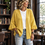 Susanna Women's Ruffle-Cuff Three-Quarter Sleeve Cardigan - Yellow - Women's Clothing > Sweaters & Cardigans > Cardigans - Brondals - Image 1