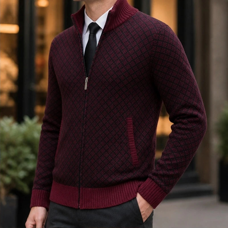 Sutton Zip Knit Sweater - Burgundy - Catalog Group: Clothing - Brondals - Image 2