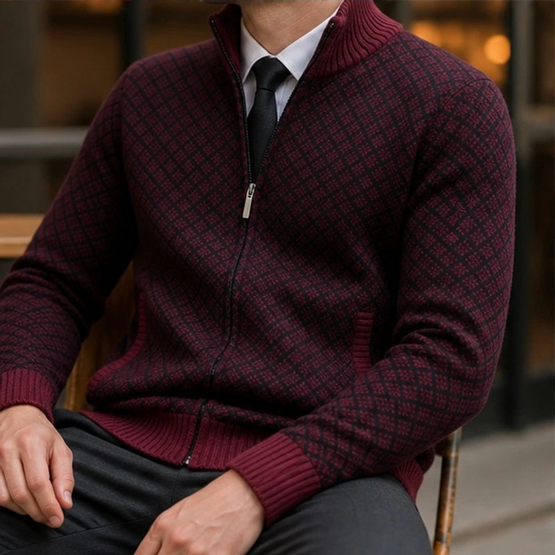 Sutton Zip Knit Sweater - Burgundy - Department: Men - Brondals - Image 3