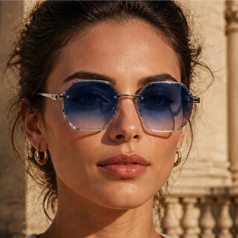 Tahoe Polished Frame Shades - Blue - gold-tone frame - Brondals - Image 4