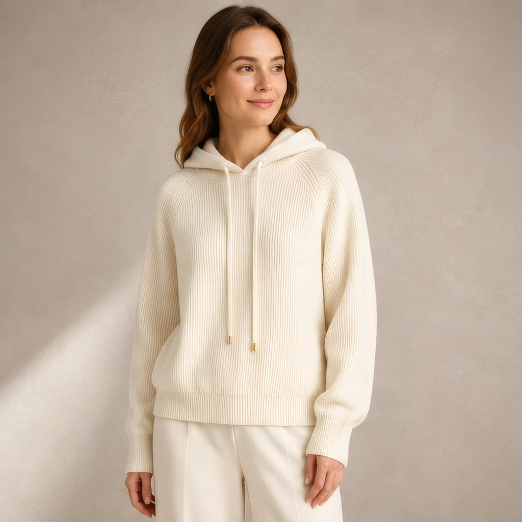Tamara Rib Knit Hoodie - Cream - Clothing > Knitwear > Hooded Sweaters - Brondals - Image 1