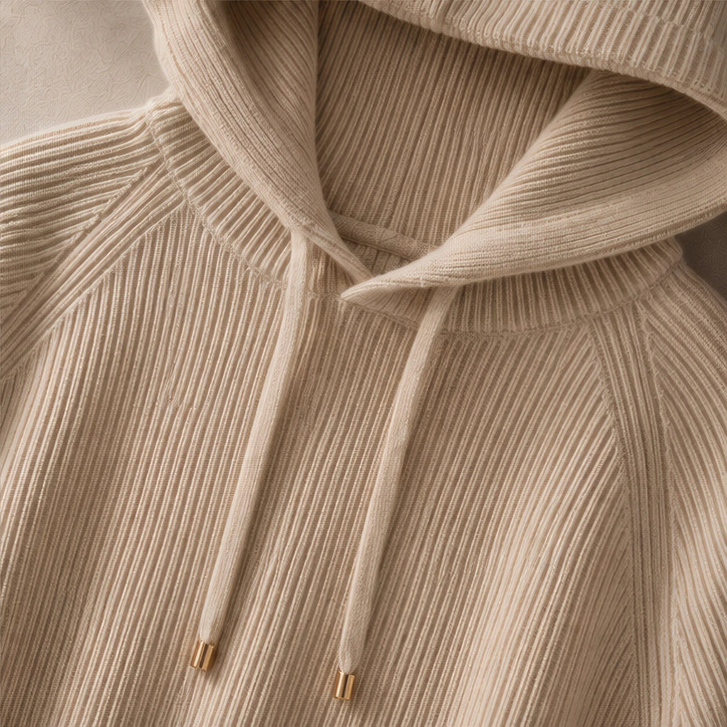Tamara Rib Knit Hoodie - Beige - Knitwear - Brondals - Image 3