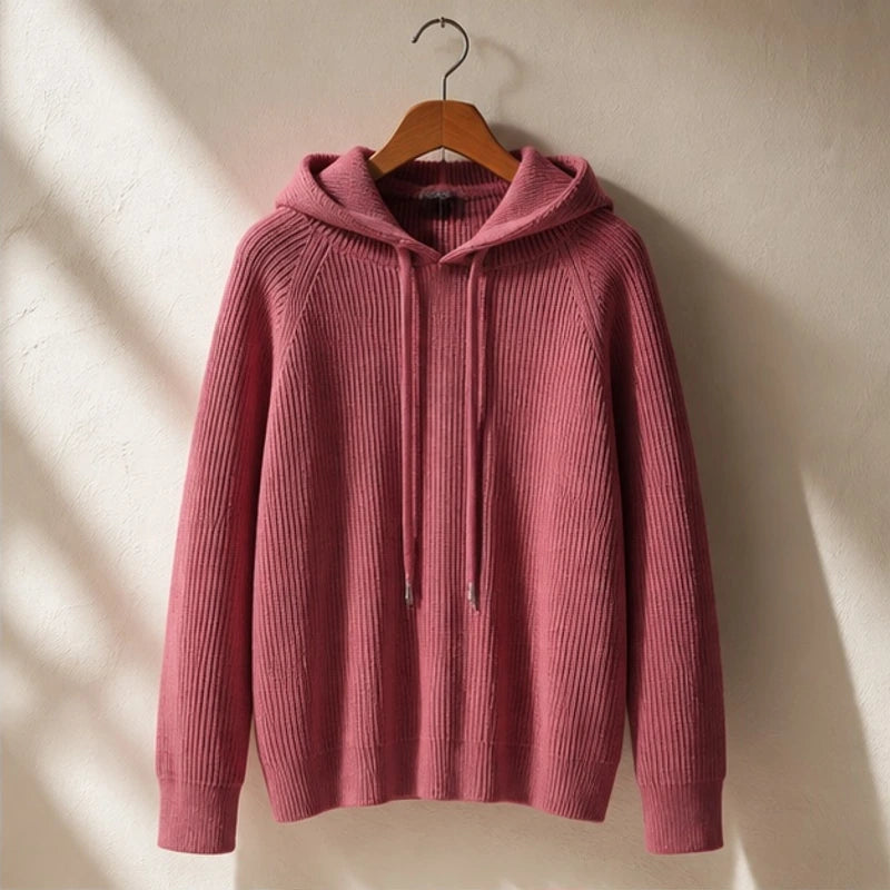 Tamara Rib Knit Hoodie - Berry - Clothing > Knitwear > Hooded Sweaters - Brondals - Image 1