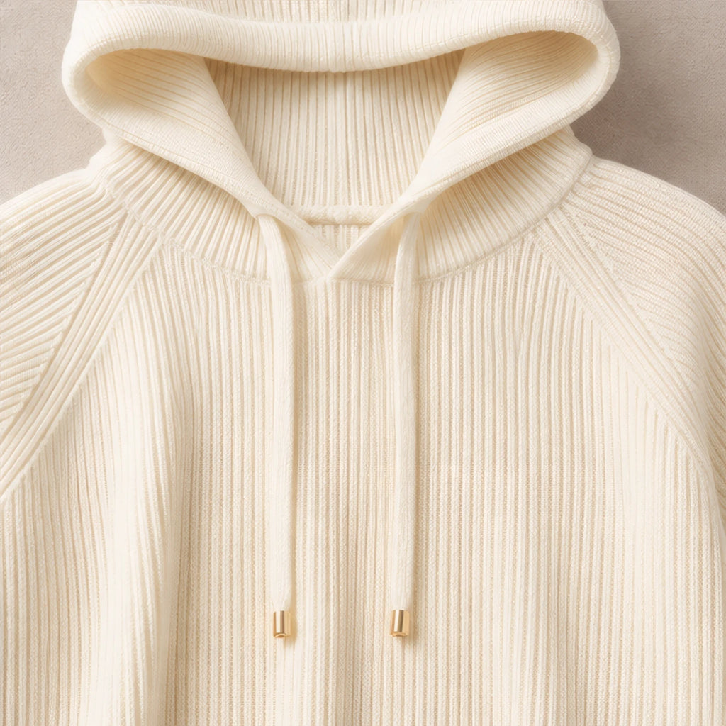 Tamara Rib Knit Hoodie - Cream - Knitwear - Brondals - Image 3