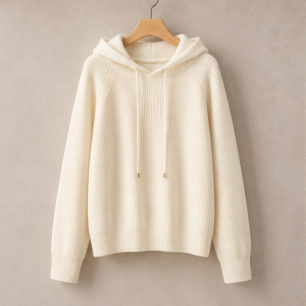 Tamara Rib Knit Hoodie - Cream - Clothing - Brondals - Image 2