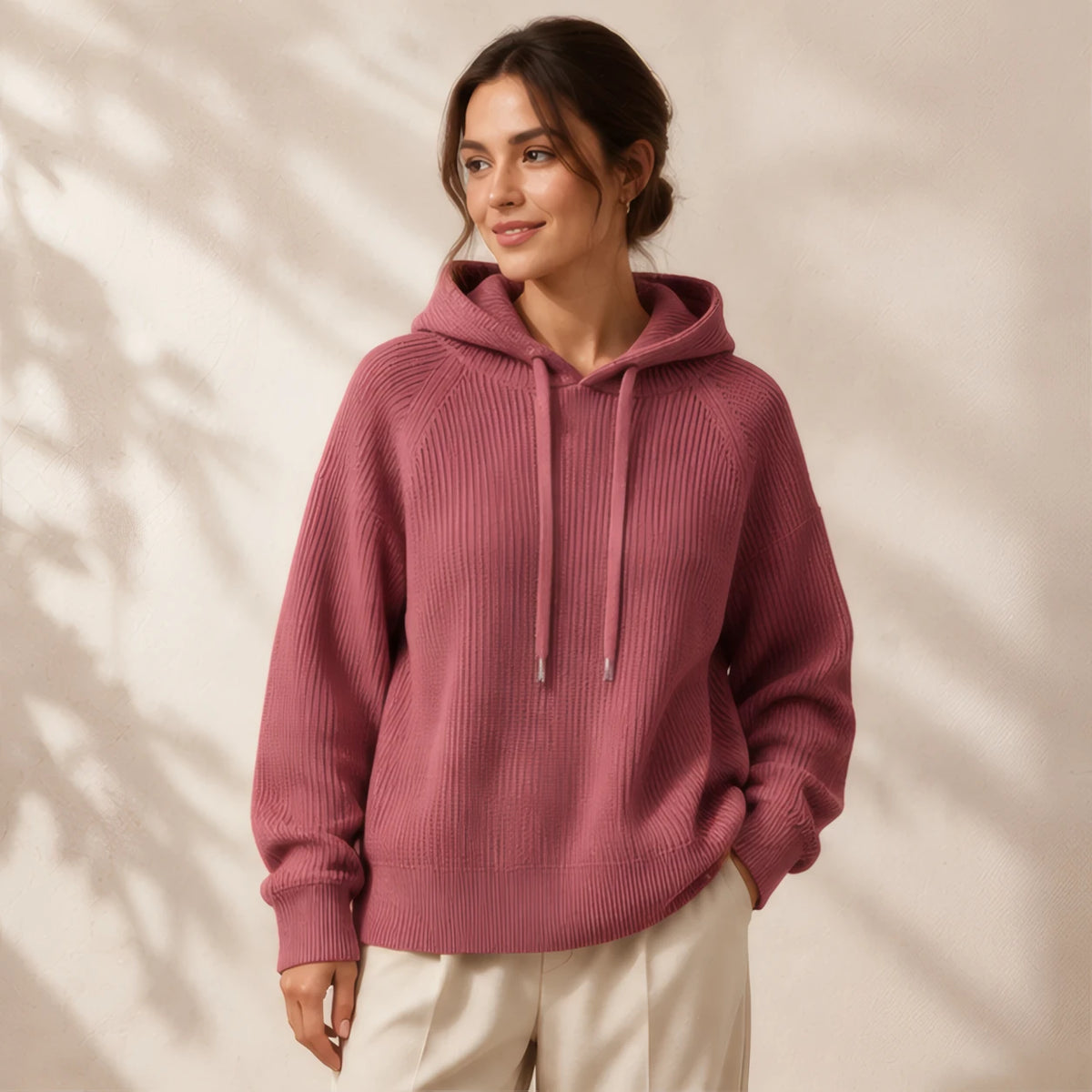 Tamara Rib Knit Hoodie - Berry - unisex - Brondals - Image 5
