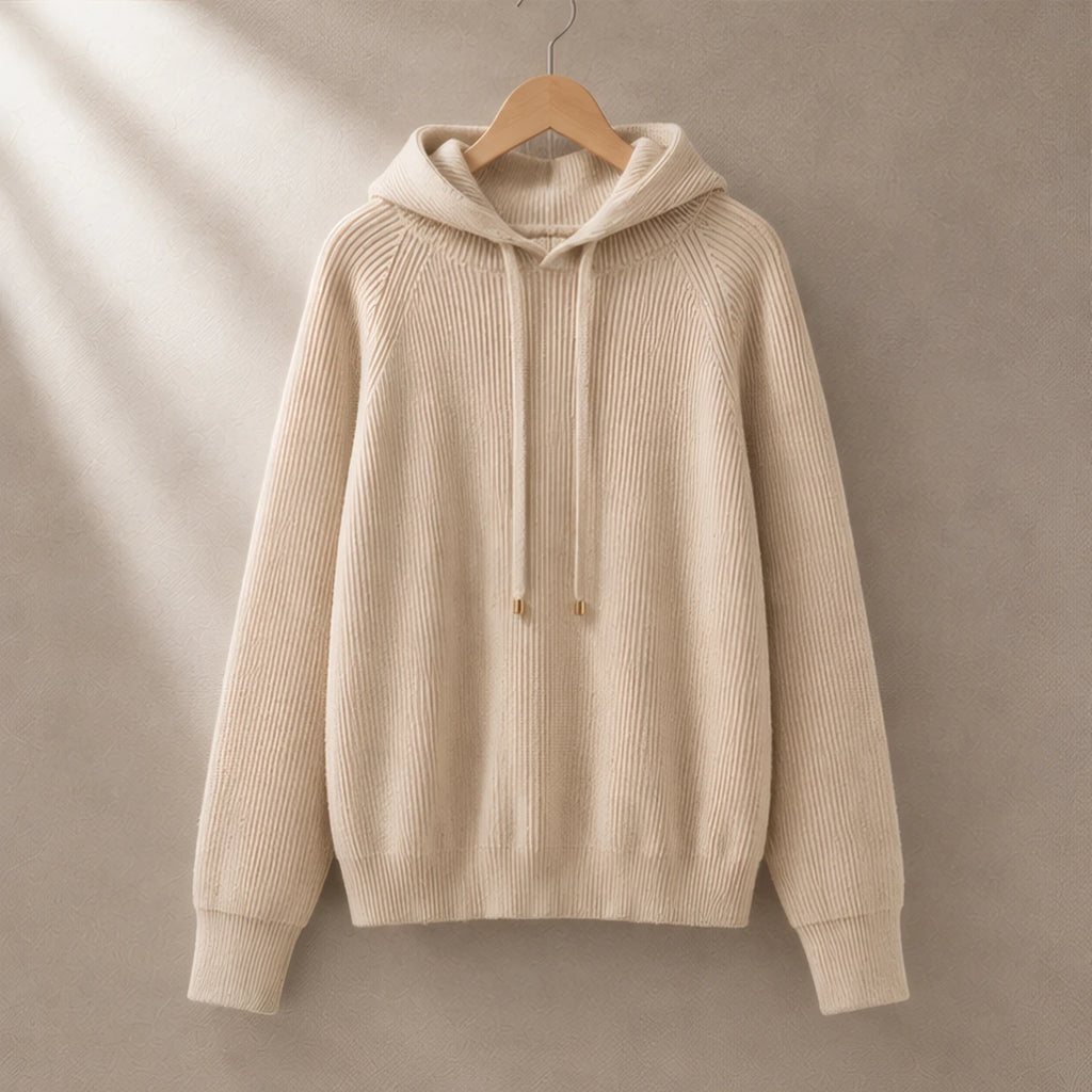 Tamara Rib Knit Hoodie - Beige - Clothing - Brondals - Image 2