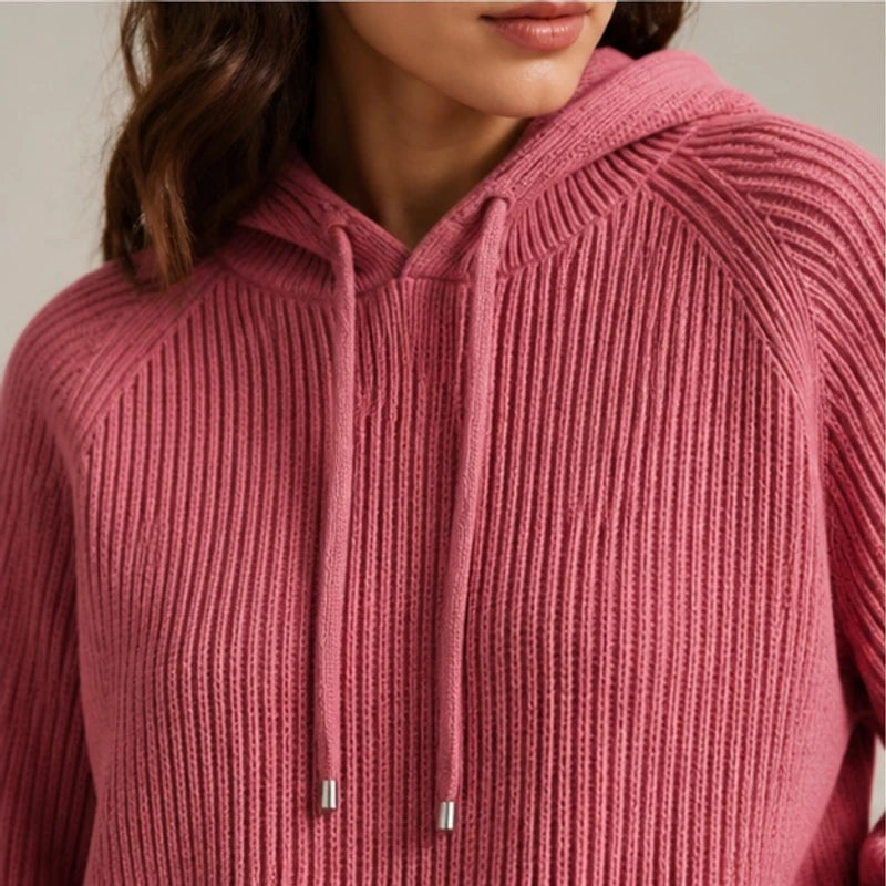 Tamara Rib Knit Hoodie - Berry - Luxury Knit - Brondals - Image 4