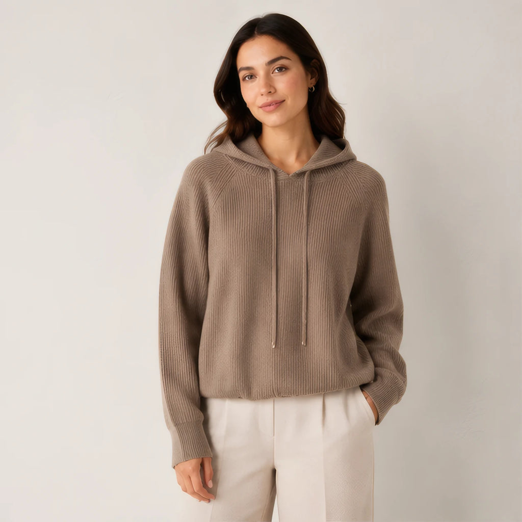 Tamara Rib Knit Hoodie - Brown - Clothing > Knitwear > Hooded Sweaters - Brondals - Image 1