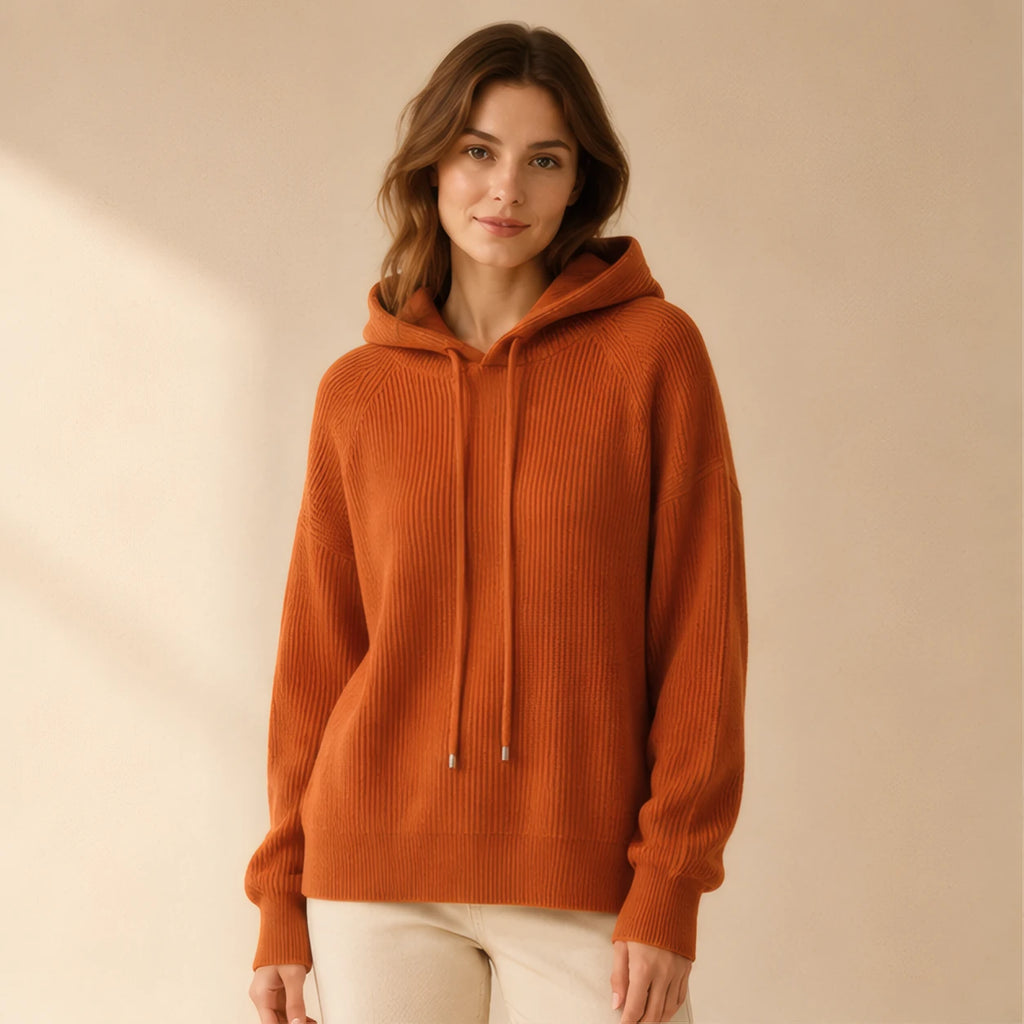 Tamara Rib Knit Hoodie - Terracotta - Clothing > Knitwear > Hooded Sweaters - Brondals - Image 1