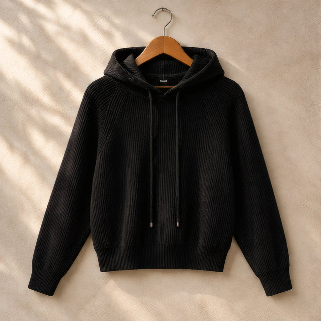 Tamara Rib Knit Hoodie - Black - Knitwear - Brondals - Image 3