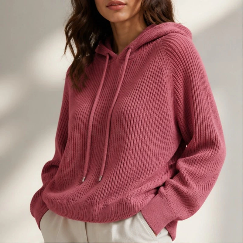 Tamara Rib Knit Hoodie - Berry - Clothing - Brondals - Image 2
