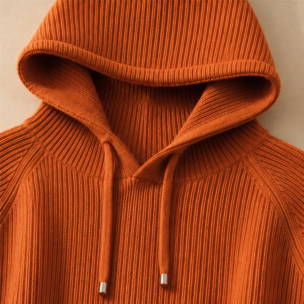 Tamara Rib Knit Hoodie - Terracotta - Knitwear - Brondals - Image 3